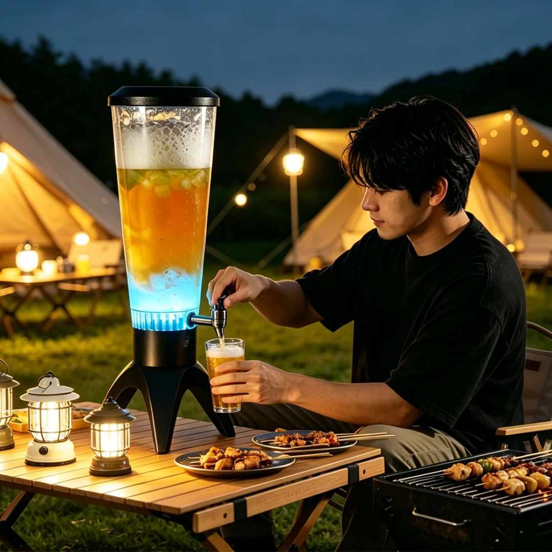 Distributeur de boissons lumineux avec woofer bluetooth 3L