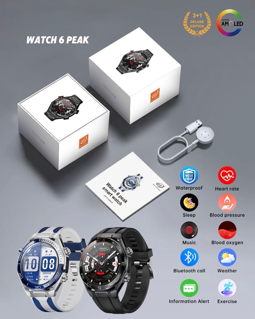 ⌚ SMART WATCH ULTRA AMOLED – Élégance, Performance et Technologie à votre Poignet ! Watch 6 PEAK