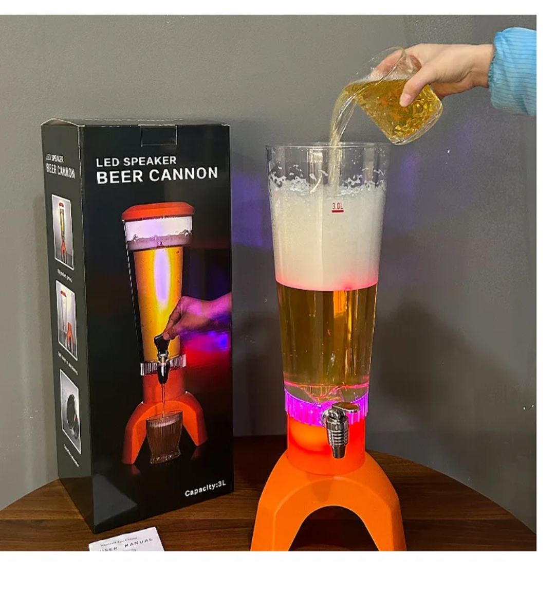 Distributeur de boissons lumineux avec woofer bluetooth 3L