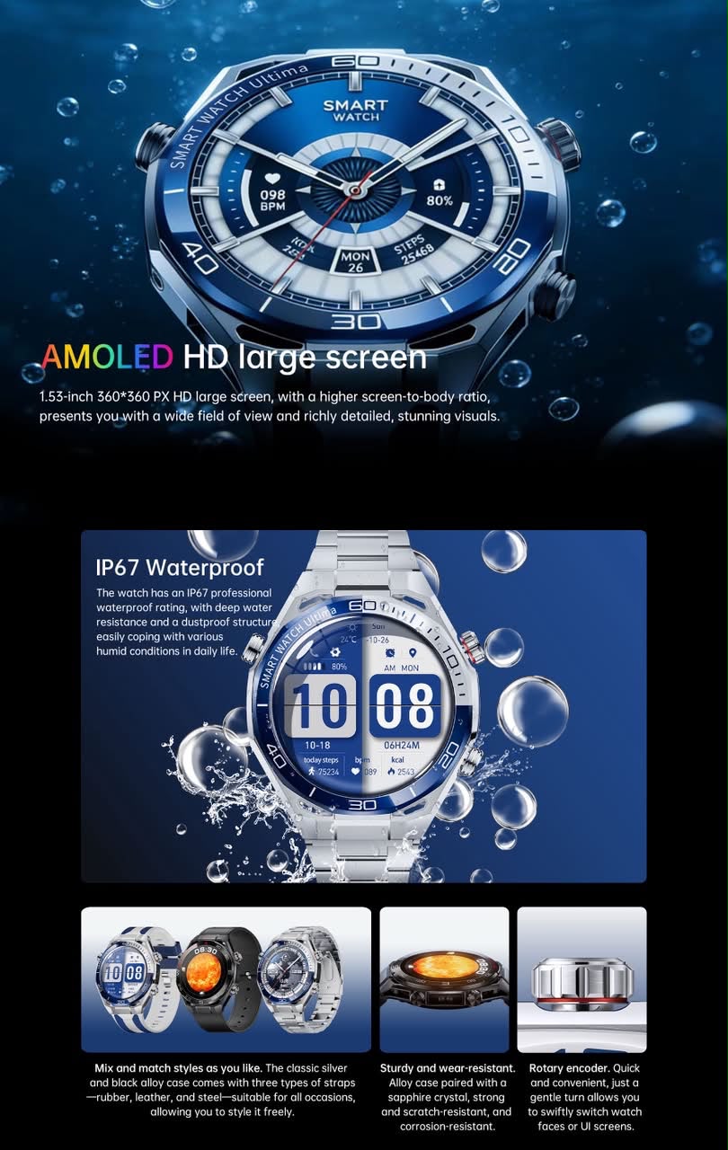 ⌚ SMART WATCH ULTRA AMOLED – Élégance, Performance et Technologie à votre Poignet ! Watch 6 PEAK