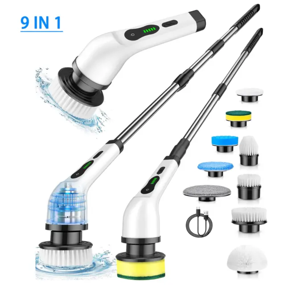 🔹 Brosse Électrique 9 en 1 Rechargeable – Nettoyez Toute la Maison Sans Effort !