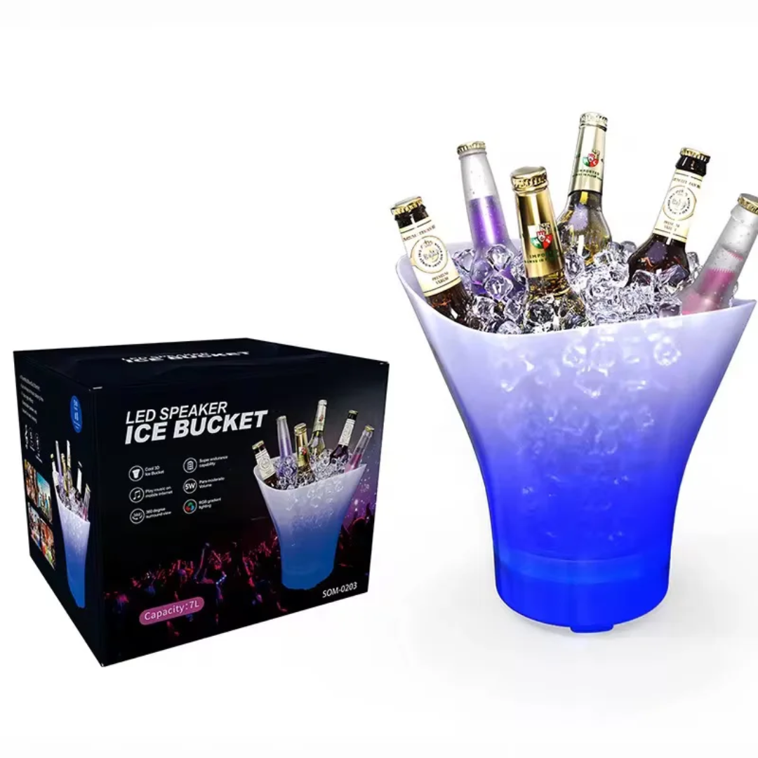 Seau à glace LED avec haut-parleur Bluetooth – L'accessoire qui transforme toutes vos soirées ! 🎉